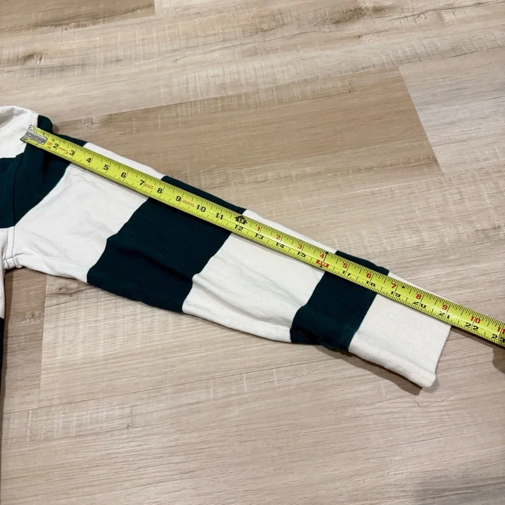 Banana Republic Green and White Stripe Long Sleeve Polo size XS